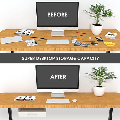 GOME Under Desk Slide out Pencil Drawer with Space Divider Design for Storing Pencil and Office Accessories, Underdesk Pull out Tray Organizer Mounted for Sit Stand Workstation