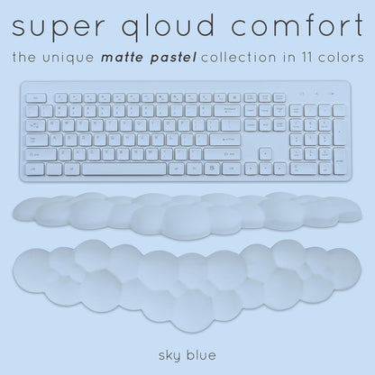 Cloud Keyboard Wrist Rest – Create-ables Qloud Cloud Wrist Rest for Computer Keyboard and Mouse, Ergonomic Memory Foam Wrist Pad with Non-Slip Base, Includes Cloud Mouse Pad – White