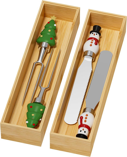 Lixple Bamboo Drawer Organizer, Cutlery Silverware Organizer for Kitchen Drawer, Stackable Utensil Organizer, 2 Pcs Flatware Organizer for Drawer, Wooden Storage Box Tray (Bamboo, 9 X 6 X 2 Inch)