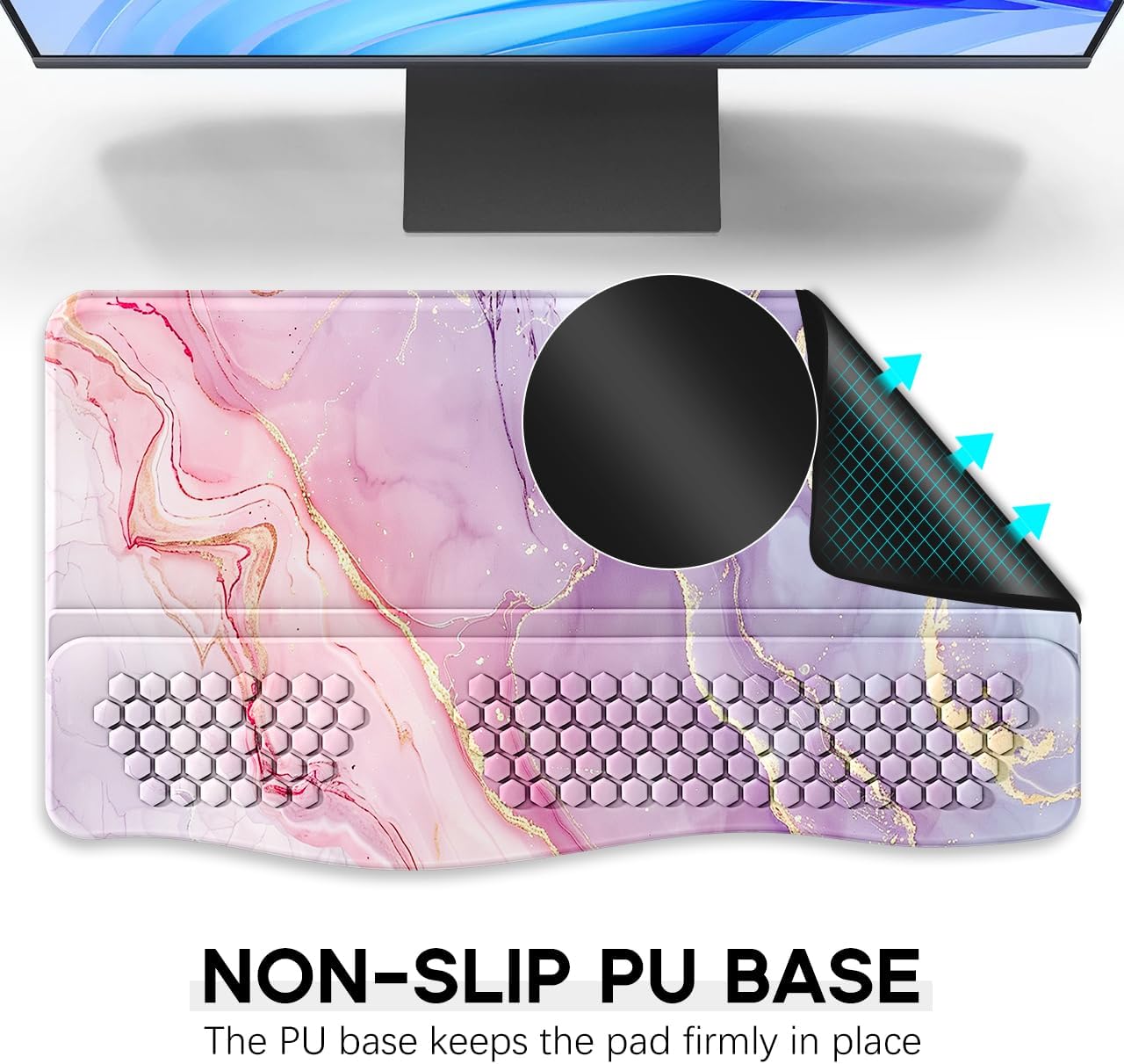 JIKIOU Keyboard Stand with Wrist Rest, Computer Keyboard Stand Pad with Non-Slip Base, Comfy Ergonomic Keyboard Riser Holder for Gaming Office Home 17.13x9.5 in Black