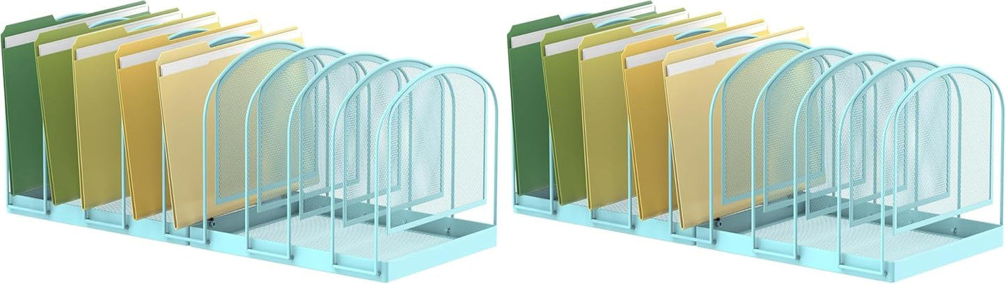 SUPEASY File Organizer for Desk, 5-Section Mesh Desk Organizer, Vertical File Holder Desktop Organizer File Sorter, File Folder Holder for Office Supplies, Black