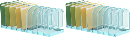SUPEASY File Organizer for Desk, 5-Section Mesh Desk Organizer, Vertical File Holder Desktop Organizer File Sorter, File Folder Holder for Office Supplies, Black