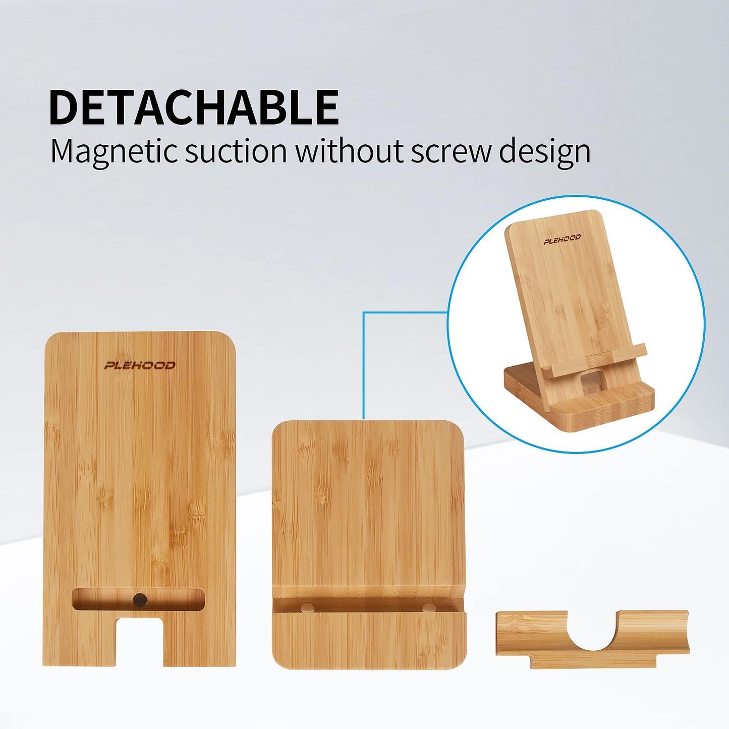 Wood Phone Stand, Desktop Wooden Phone Holder, Portable Office Phone Stand for Desk, Wood ipad Stand, Compatible with iPhone & All Cell Phones (Walnut)