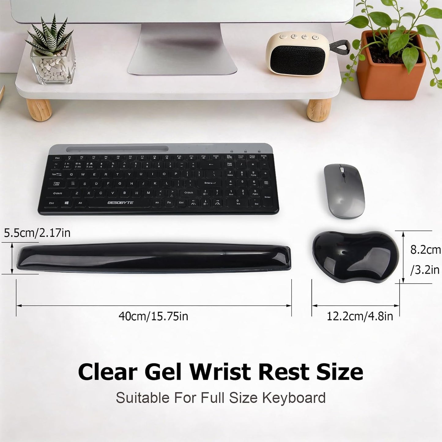 Gel Keyboard Wrist Rest Set Plus - ABRONDA Keyboard & Mouse Wrist Support Pad Office, Computer, Laptop, Mac - Durable, Comfortable and Pain Relief- Black Set