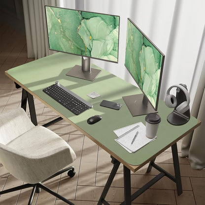 Bloss Leather Desk Pad and Keyboard Wrist Rest, Large Mouse Pad + Keyboard Pad+Mouse Wrist Support, Non-Slip Desk Mat Protector for Office, Home(31.5×15.7 Inches,Beige)