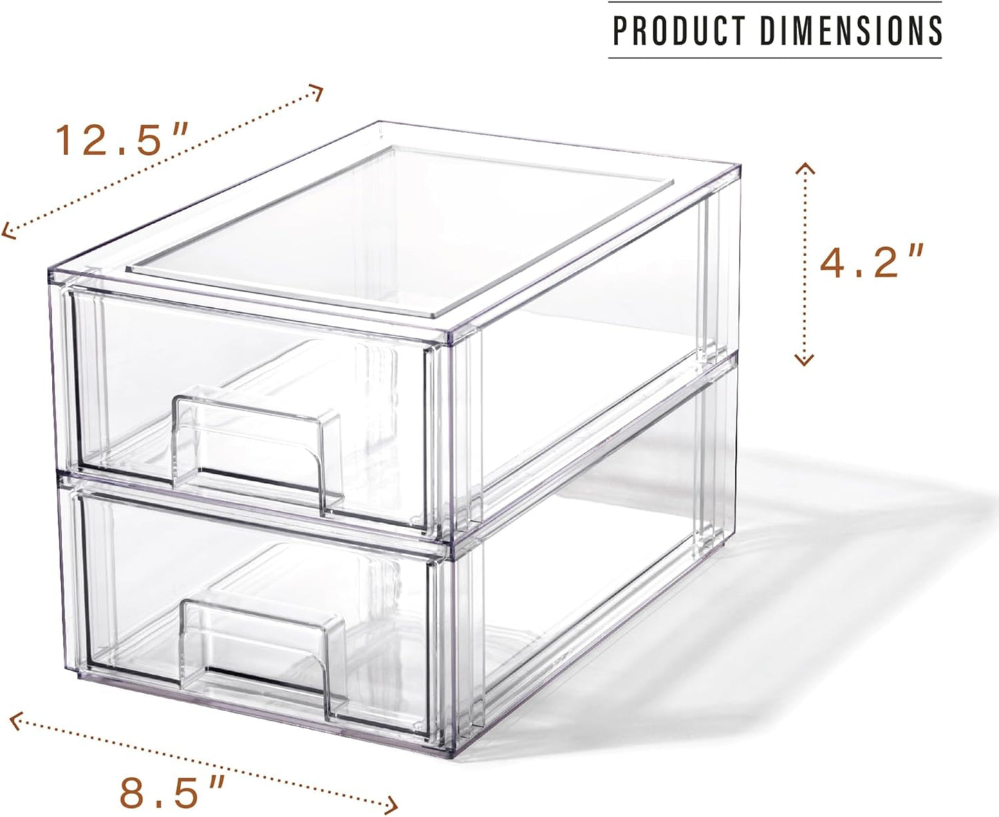 BINO | Stackable Storage Drawers, Shallow X-Large - Clear | THE CRATE COLLECTION | Storage Bins With Drawers Bathroom Organizers and Storage Organization and Storage Under Sink Organizer Vanity Home