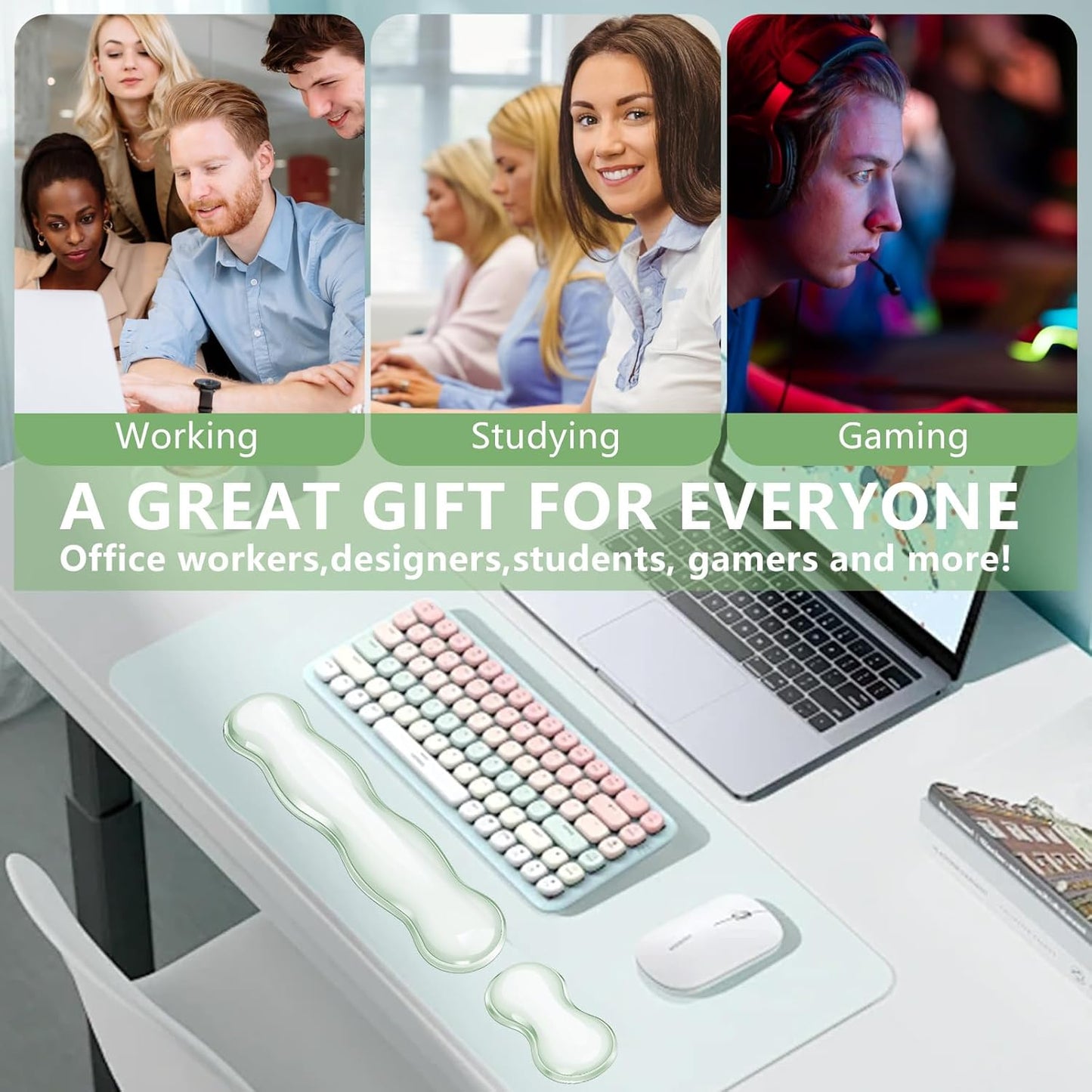 Gel Cloud Keyboard and Mouse Wrist Rest, Cute Wrist Support and Arm Support Keyboard Rest for Keyboard and Mouse Typing Pain Relief，Suitable for Office/Computer/Laptop/Gaming (Pink)