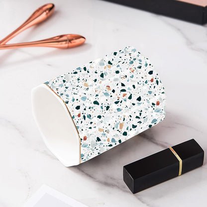 Pencil Holder for Desk Organizer,Ceramic Writing Utensil Storage Organizer Aesthetic Floral Pattern Pen Holder Pen Cup Makeup Brush Holder Creative Gift for Desktop Supplies,School Life Blue