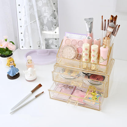 Ikee Design Acrylic Makeup Organizer with 4 Drawers and Removable Top Lipstick Holders, Ideal for Make-up or Accessories,Enhance Your Vanity or Bathroom with Clear Design for Quick Visibility