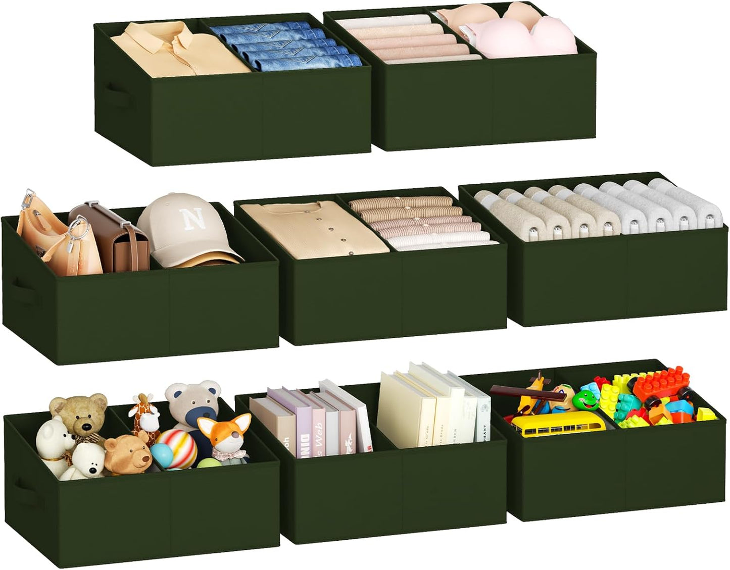 DIMJ Closet Storage Bins, 6 Pack Storage Baskets for Shelves, Foldable Closet Organizer with Handle, Linen Closet Organizers and Storage for Clothes, Toys, Towel, Books (Black)
