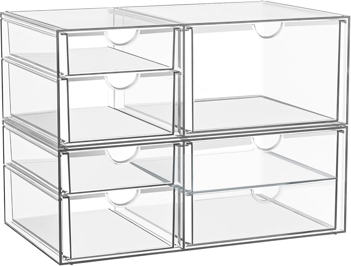 YFXCVSL Acrylic Makeup Organizer with 19 Drawers, 4 Pack Clear Storage Drawers, Bathroom Makeup Organizer for Palettes, Cosmetic, and Beauty Supplies,Ideal for Vanity, Cabinet,Desk Organization