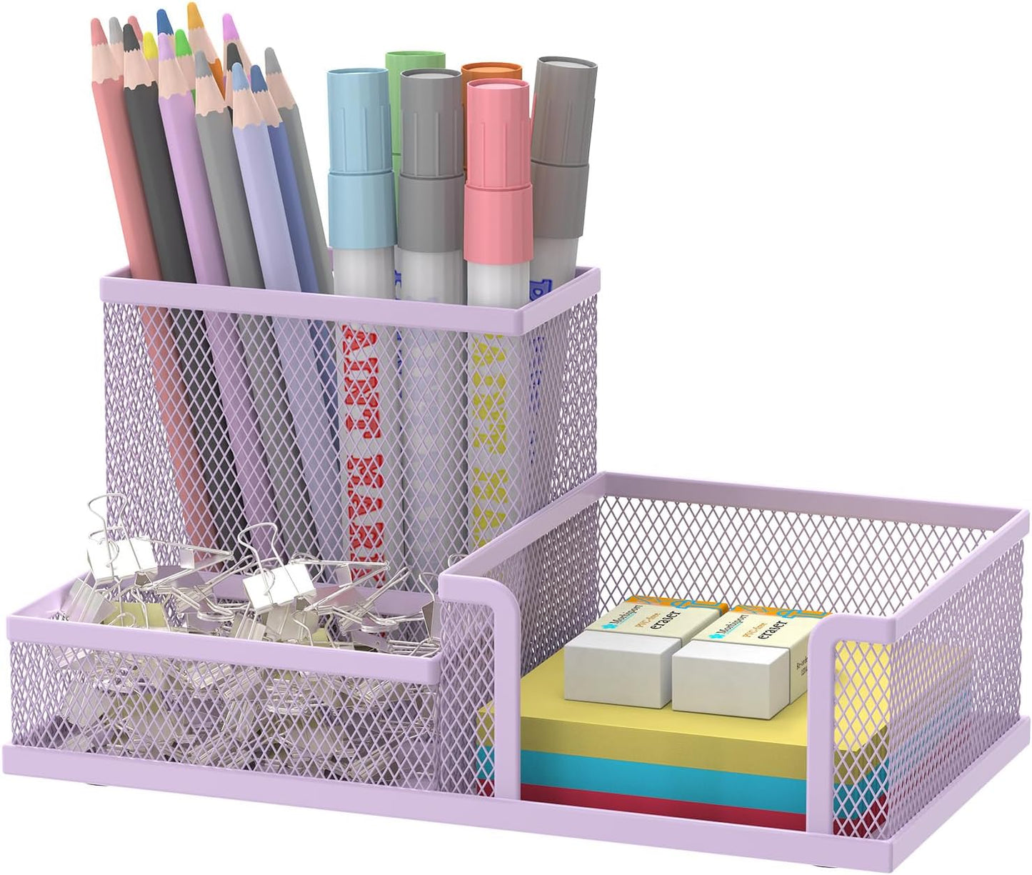 SUPEASY Pen Holder Desk Organizer, Office Supplies Pencil Holder with 3 Compartments, Desk Accessories and Workspace Organizers for Home School Classroom, Black