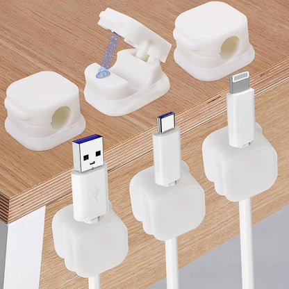 6 Pack Magnetic Cable Clips for Phone, USB, HDMI Cables, with Adhesive Organizer for Desk, Home Office, Nightstand, Car, Wall