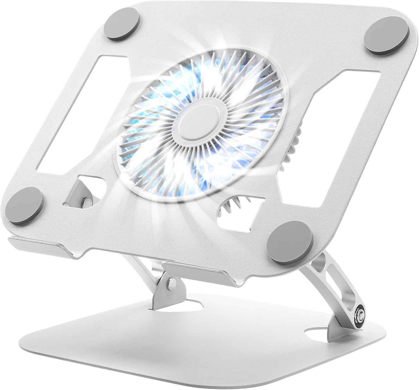 SHUWEI Laptop Cooling Stand with 3 Speed Fan, Adjustable Height Laptop Stand for Desk, Ergonimic Aluminum Laptop Cooling Pad for 10-15'' Notebook - Black