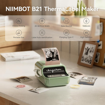 NIIMBOT B21 Pro Sticker Printer, 300DPI, Fun APP, Portable Inkless Label Printer, Bluetooth Sticker Maker for DIY Crafts, Notes, Scrapbook, Photo, Custom Labels & Gifts,Home Organization (White)