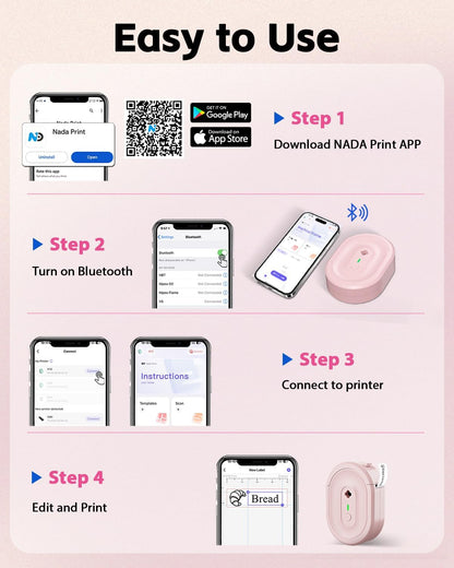 N12 Label Maker Machine with Tape, Portable Thermal Label Printer, Mini Labeler Wireless Bluetooth Label Makers for Home Office Kids Items