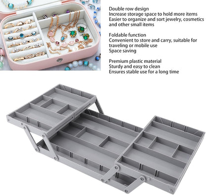 Pomya Multi Tier Drawer Organizer, Foldable Expandable Desk Storage Organizer Tray Bins with Compartments Storage Trays, Adjustable Double Row Organizer Trays for Make Up, Jewelry (2