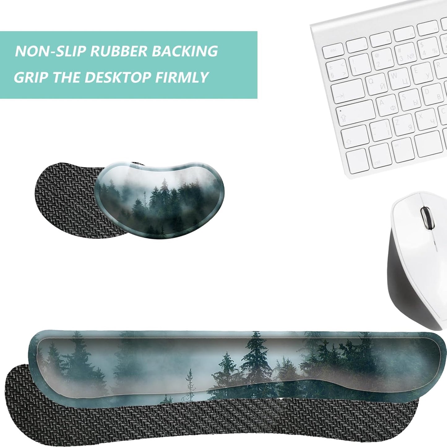 Keyboard Wrist Rest Mouse Wrist Support Set, Memory Foam Wrist Rest Pad for Computer Laptop Keyboard Mouse, Ergonomic Wrist Cushion Support for Typing Pain Relief, Gaming Home Office, Purple