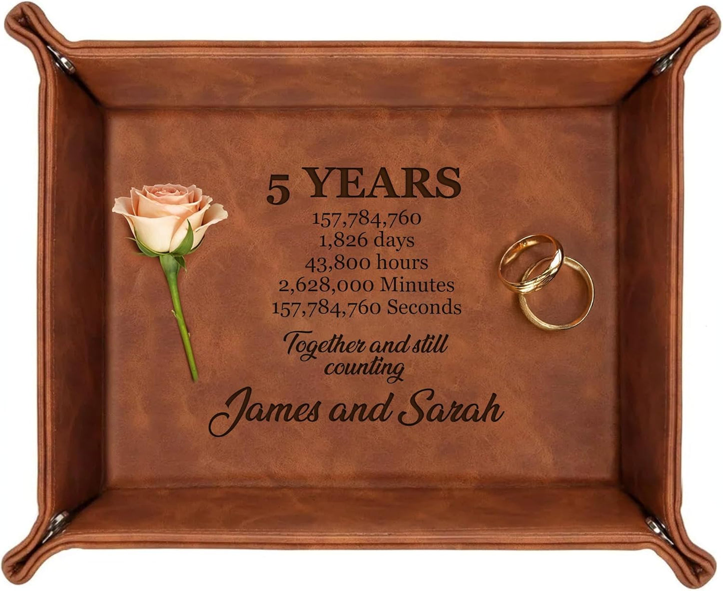 Personalized Engraved Leather Tray for Men with Engraved Name, PU Leather Valet Organizer for Dad, Custom Gift for Him, Custom Catchall Tray for Desk, Office, Accessories Travel Organizer for Men