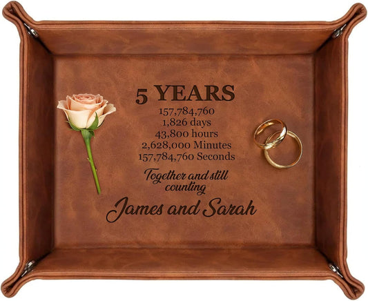 Personalized Engraved Leather Tray for Men with Engraved Name, PU Leather Valet Organizer for Dad, Custom Gift for Him, Custom Catchall Tray for Desk, Office, Accessories Travel Organizer for Men
