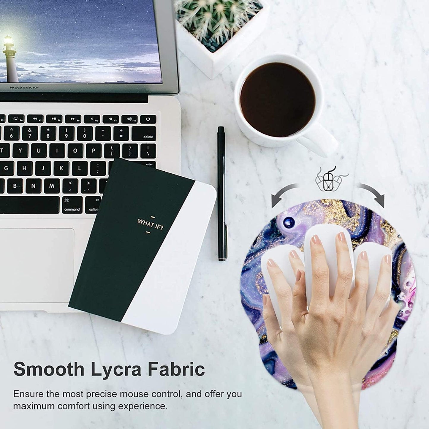 LATEEFAH Mouse Pad with Wrist Rest, 3-in-1 Gaming Mouse Pad, Keyboard Wrist Rest, Ergonomic Memory Foam Mousepad with Wrist Support for Computer Keyboard