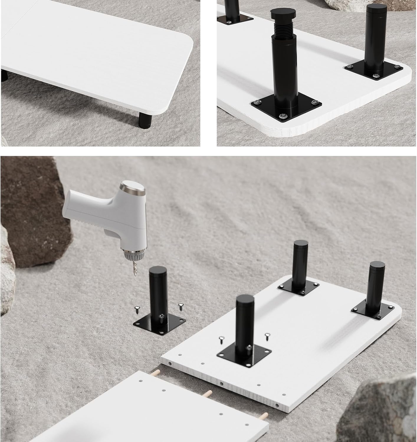 Dual Monitor Stand - 43.7 inch Extra Long Wide TV Stand - Wood & Steel Leg Desktop Riser - Desk Organization - Home Office (Vintage)