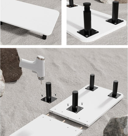 Dual Monitor Stand - 43.7 inch Extra Long Wide TV Stand - Wood & Steel Leg Desktop Riser - Desk Organization - Home Office (Vintage)