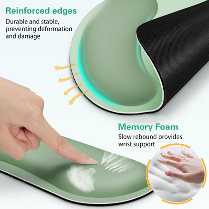 Mouse Pad with Wrist Rest Set, Qomolama 3-in-1 Wrist Support Mouse Pad Set, Floral Gaming Mousepad with Anti-Skid Base,Ergonomic Mouse Pad,Memory Foam Keyboard Gel Wrists Rest