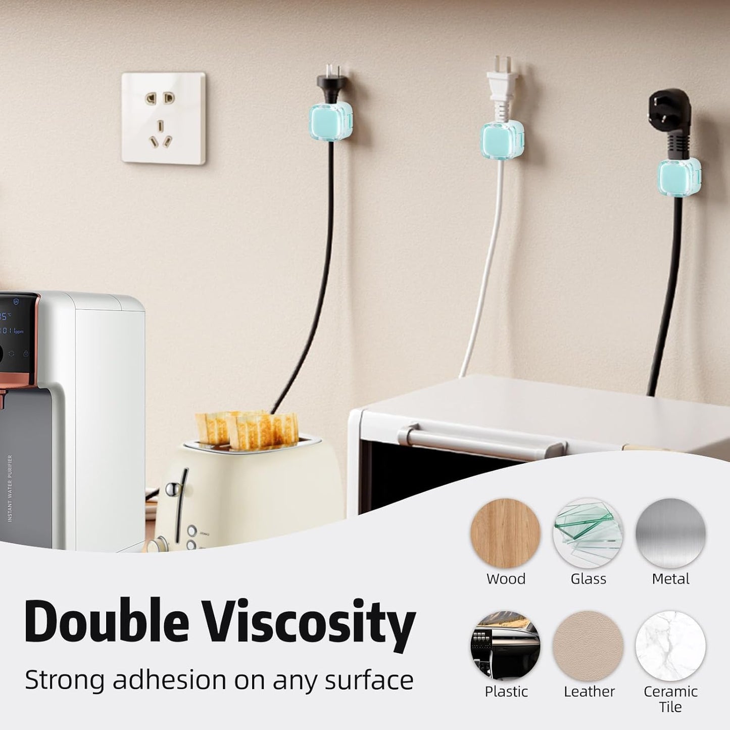 Magnetic Cable Clips Cord Organizer Holder, 6 Pack Adhesive Wire Holder Keeper Organizer USB Charging Cable Storage Holder for Home Office Phone Car Wall Desktop Nightstand Kitchen (Black)