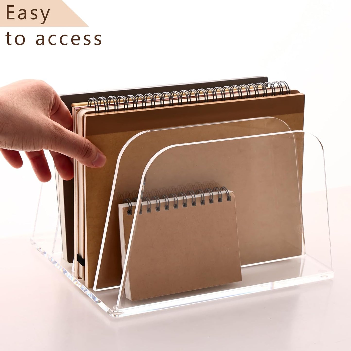 YUXUN Clear Acrylic Desktop File Sorter Organizer,Upright File Organizer, 3-Section Bookshelf for Home Office & Classroom