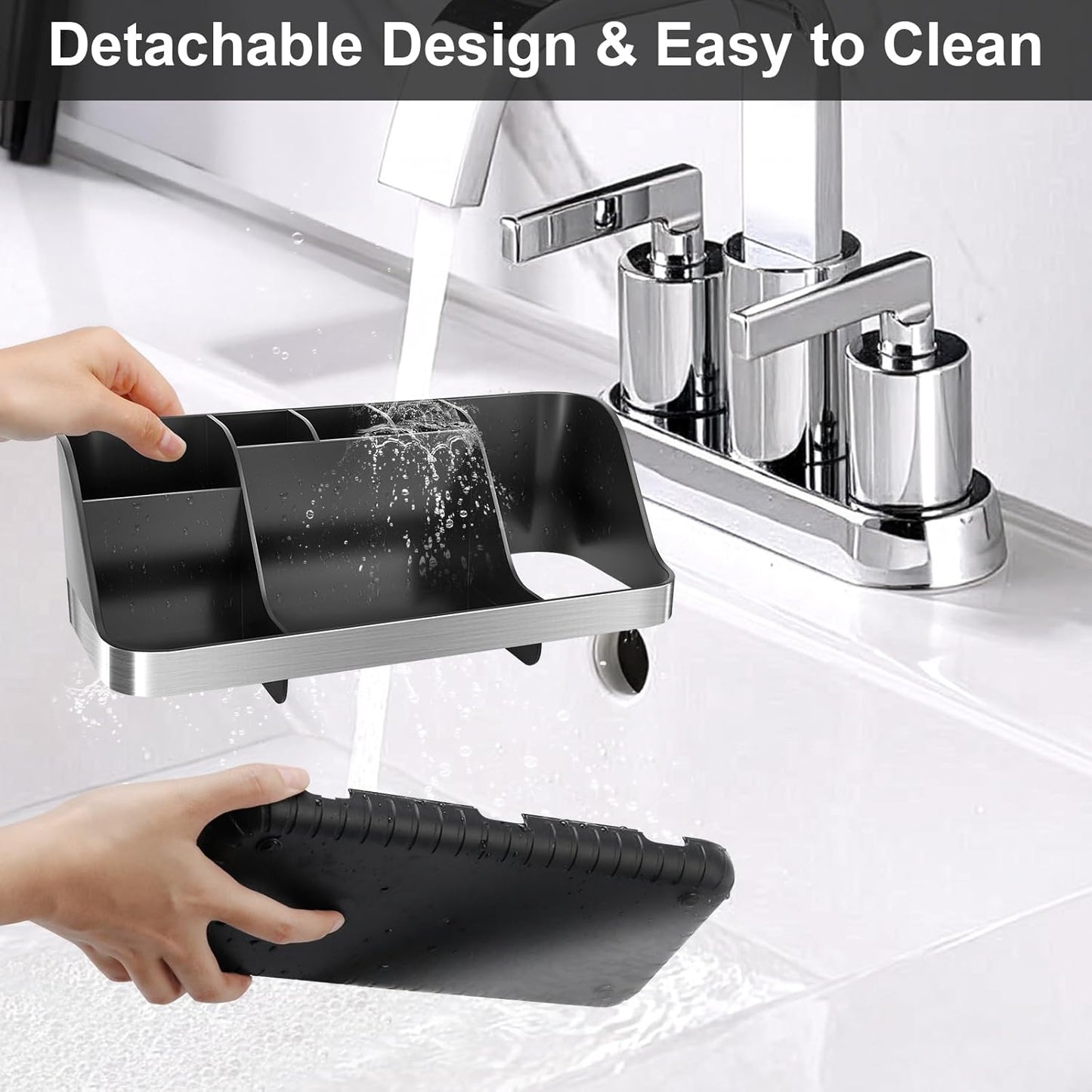 GFWARE Bathroom Organizers and Storage - Detachable 7 Slots Kids Electric Toothbrush and Toothpaste Holde Drainage for Bathroom Accessories Organization Counter Vanity Storage