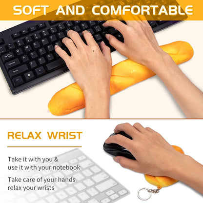 Soft Toast Bread Baguette Shape Anti-Skid Keyboard Wrist Rest Support for Office,Computer,Laptop& Mac,Slow Bounces Back Foam for Easy Typing & Pain Relief