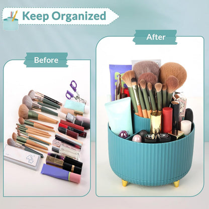 SKYDUE 360 Rotating Purple Pen & Art Supply Organizer - 5 Slot Desk Organizer for Office, School, Home