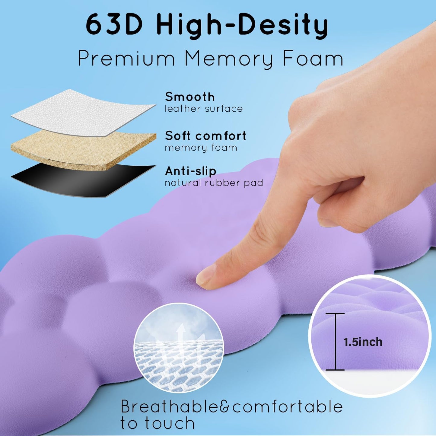 Cloud Wrist Rest for Computer Keyboard Arm Wrist Rest with Non-Slip Base Extended Wrist Rest Ergonomic Memory Foam for Keyboard and Mouse Typing Pain Relief, Office, Gaming, Computer