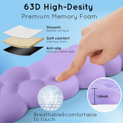 Cloud Wrist Rest for Computer Keyboard Arm Wrist Rest with Non-Slip Base Extended Wrist Rest Ergonomic Memory Foam for Keyboard and Mouse Typing Pain Relief, Office, Gaming, Computer