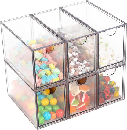 Desk Organizer with Drawers, Stackable Plastic Storage Drawers for Makeup or Desk Organization, Cabinets for Office Dressing Countertop Bathroom Bedroom (6 Packs)