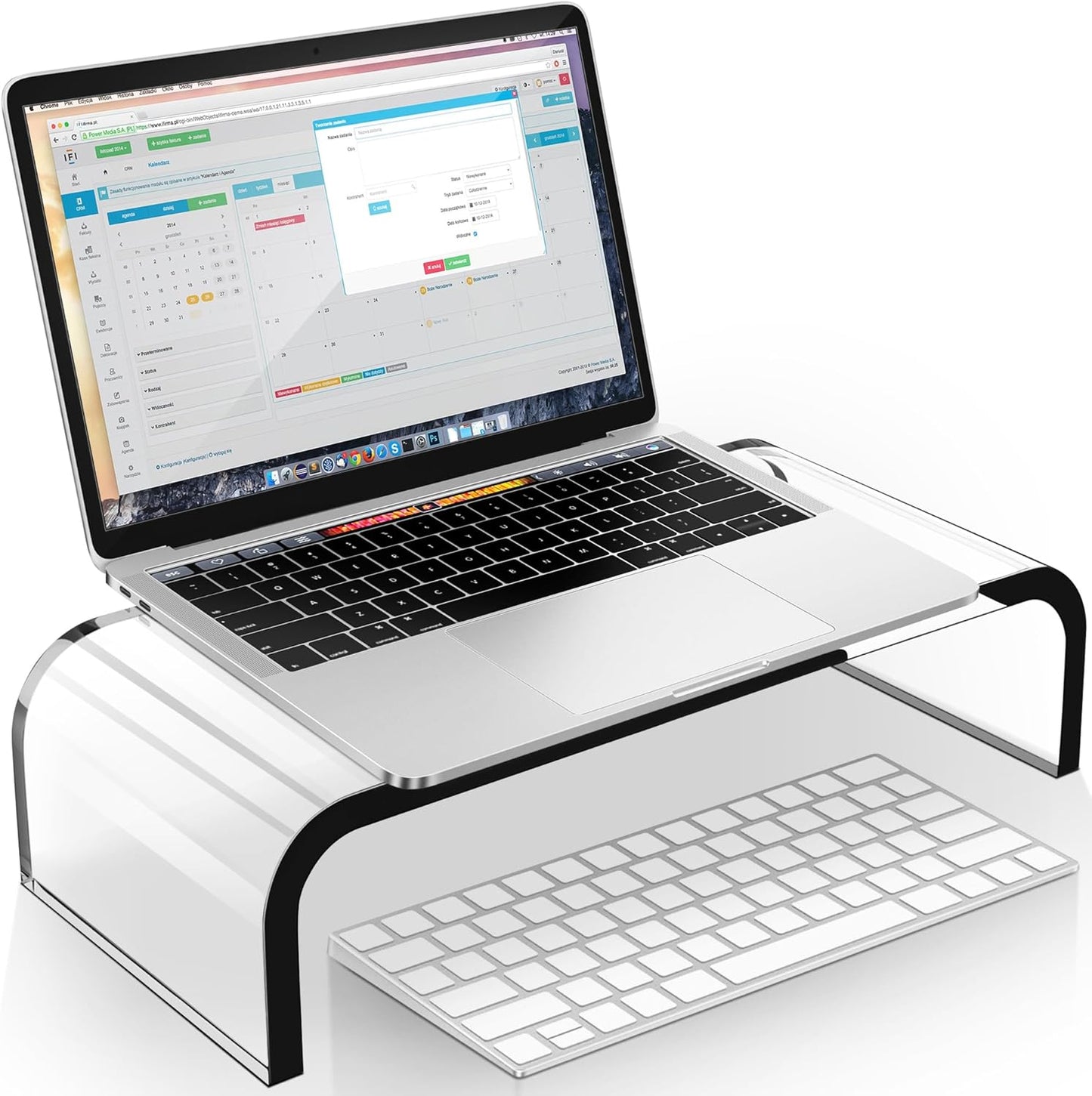 AboveTEK Acrylic Monitor Stand, Premium Large Monitor Riser 20 inch, Crystal Clear Acrylic Computer Stand Laptop Desk Stand for Home Office Printer TV Screen Keyboard Storage