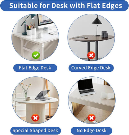 LUKETURE Desk Side Storage, Laptop Holder with Cable Management Tray, 2 in 1 Steel Under Desk Laptop Mount, Table Organization, Space Saving Table Accessories for Office and Home (Black)