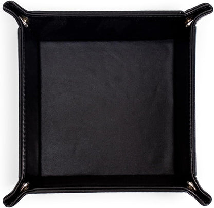 BONNY DODO Valet Tray for Men PU Leather Tray Organizer with Partition, Storage Keys, Watch & Practical Storage for Table Nightstand Living Room Bedroom (Dark Brown-Square)