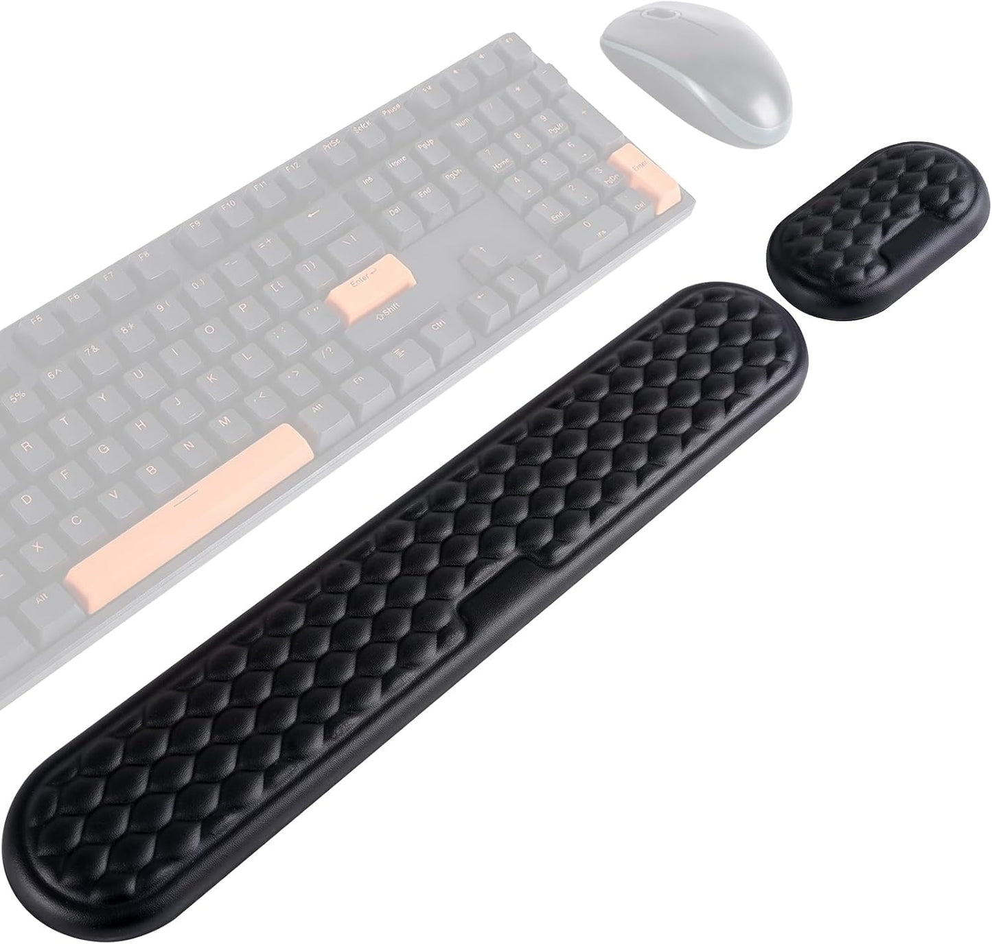 Ergonomic Keyboard and Mouse Wrist Rest Set - Memory Foam Support Pads, Non-Slip Desk Accessories for Office, Home, Gaming, Reduces Fatigue & Strain,Black