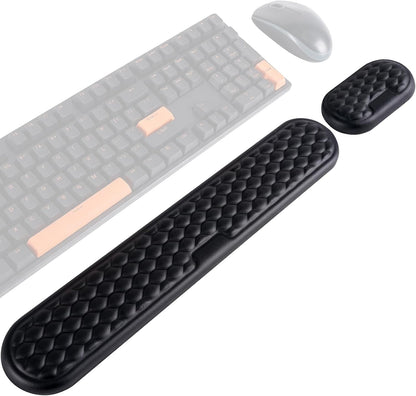 Ergonomic Keyboard and Mouse Wrist Rest Set - Memory Foam Support Pads, Non-Slip Desk Accessories for Office, Home, Gaming, Reduces Fatigue & Strain,Black