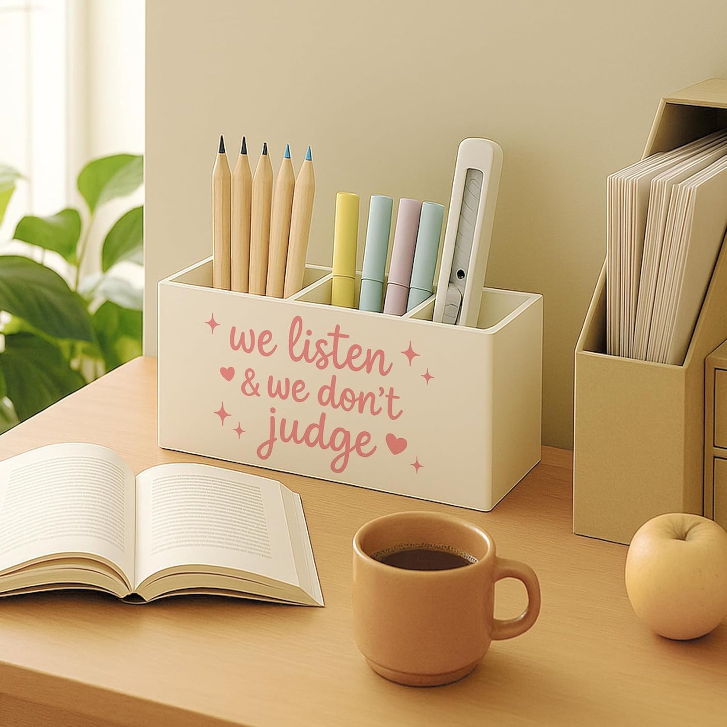 Boho Floral Mental Health Pen Holder for Desk, Special Education Classroom Must Haves, Inspirational Autism ADHD Awareness Pencil Holder for Classroom Therapy Office