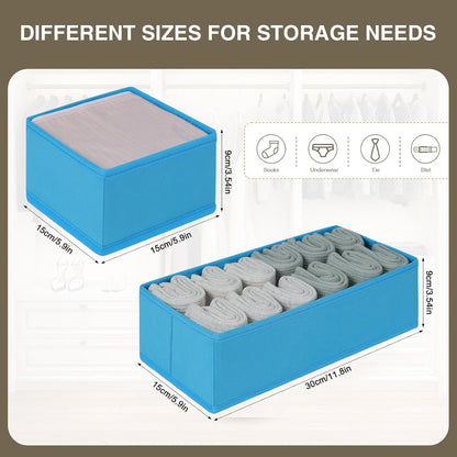 DIMJ Drawer Organizers Clothes, Dresser Organizer Bins for Baby Clothes,Underwear and Sock, Fabric Closet Organization and Storage Boxs, Drawer Dividers for Nursery, Clothing, Tie - 4 Pack, Beige