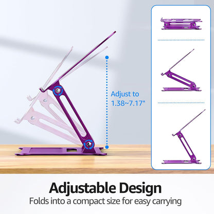Urmust Laptop Notebook Stand Holder Adjustable Laptop Stand Portable Computer Riser Compatible with MacBook Air Pro HP Dell XPS Lenovo All Laptops 10-15.6"(Rose Gold)