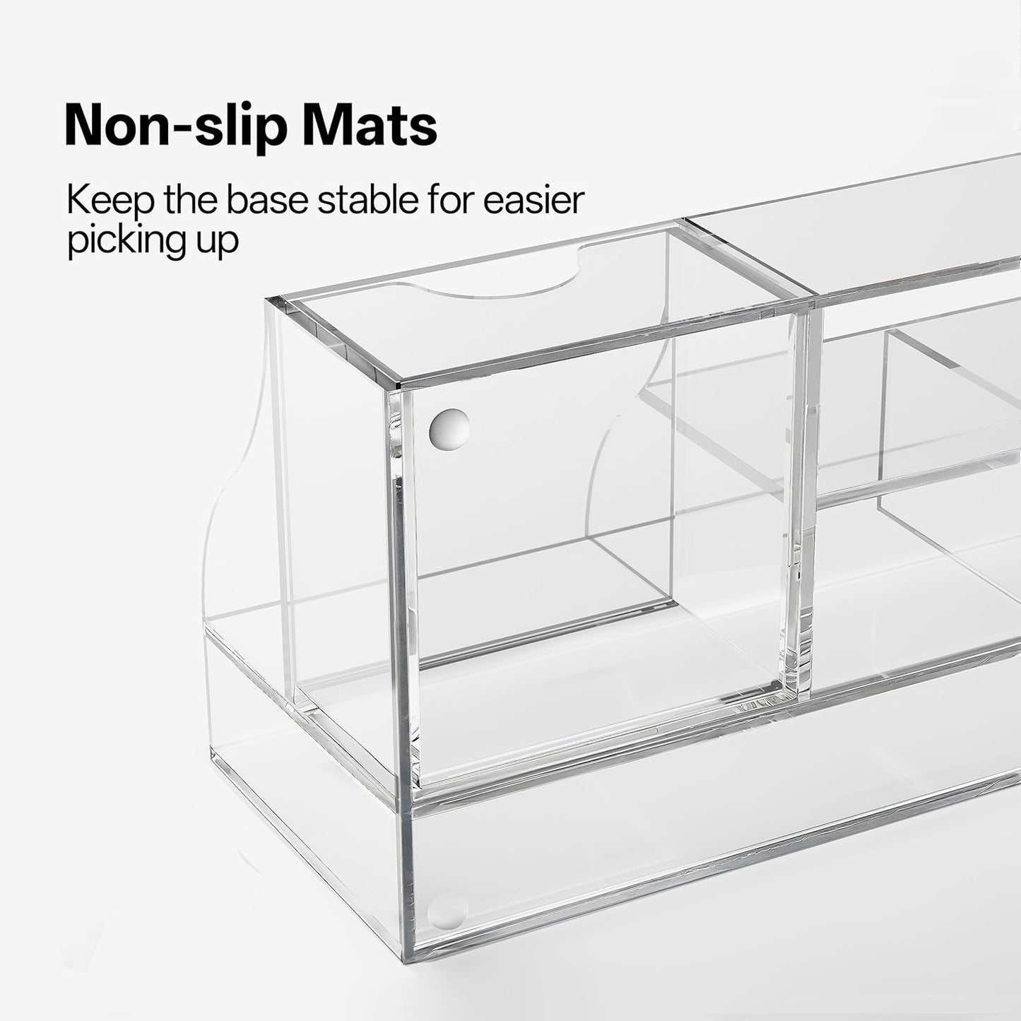 HBlife Acrylic Desk Organizer with 6 Compartments, Pen & Pencil Holder, Clear Multifunctional Desktop Caddy for Office Supply and Organization