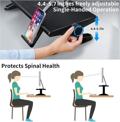 Computer Monitor Stand Riser for Desk,4.4-5.7 Inches Freely Height Adjustable with Cellphone Holder,Multi-Purpose Desktop Organizer Monitor Stands Riser for Computer,Laptop,Printer,TV (BLack)