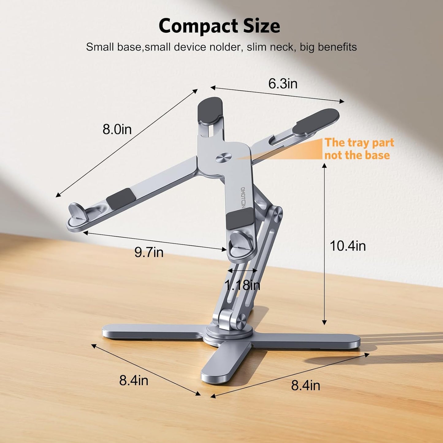 OMOTON LA10 360° Rotating Laptop Stand Riser for Desk, Ergonomic Foldable Computer Stand Adjustable Height Angles for Collaborative Work, Easy Storage Fit Macbooks,All Laptops up to 16 inches, Silver