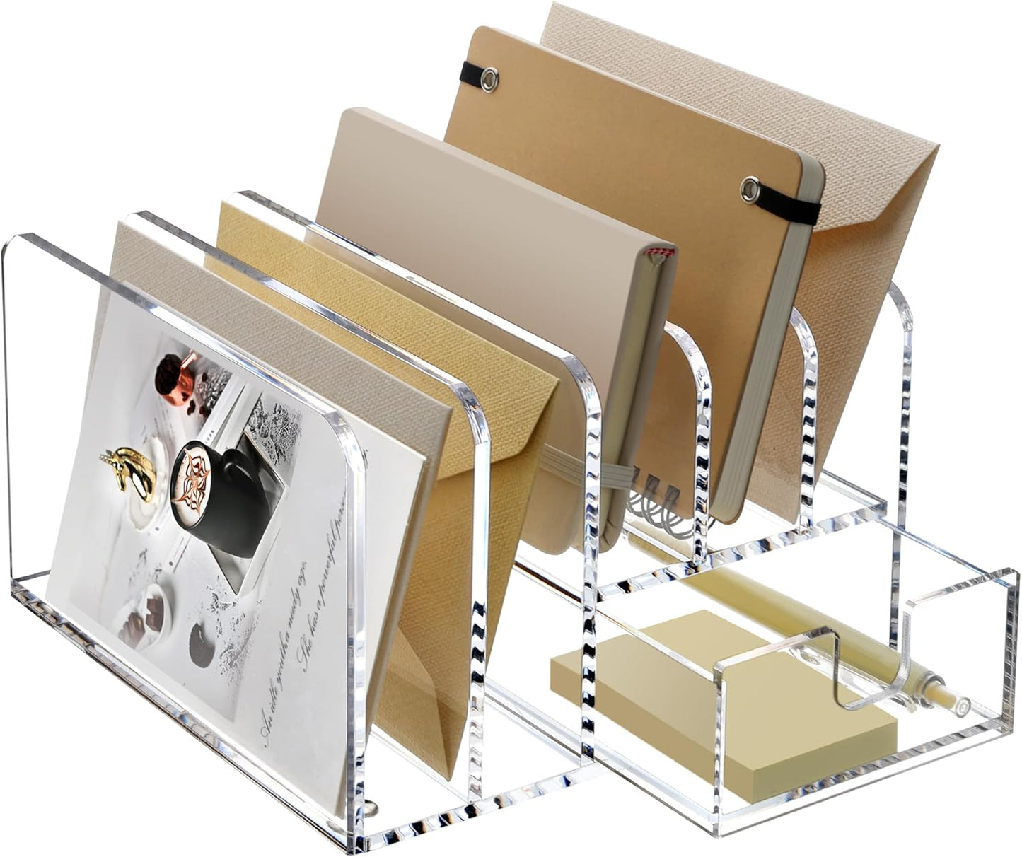 SANRUI 3 Compartments Mail Organizer Letter Holder for Desk ,Vertical Letter Holder,File Sorter Acrylic Desk Organizer Office Supplies,Clear