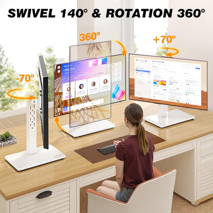 Single Monitor Stand VESA Mount for 13-32 Inch Screens, Free-Standing Monitor Riser with Swivel Tilt Rotation Height Adjustable, Universal Desk Stand up to 44lbs, VESA 75x75, 100x100mm