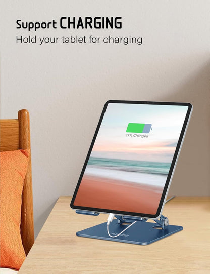 Aoviho Tablet Stand Holder for Desk, Adjustable Desktop Tablet Holder, Foldable Aluminum Tablet Mount for iPad pro 12.9, iPad Air Mini, Samsung Galaxy Tabs Z Fold Kindle Fire 4-12 inch Purple